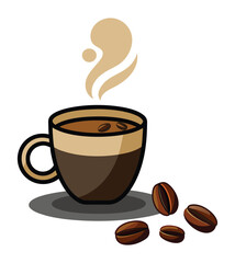 Coffee Cup and Coffee Beans Vector EPS