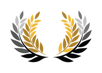 Golden and Silver Laurel Wreath Vector Illustration