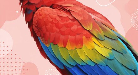 Stunning scarlet macaw feathers with vibrant colors create a playful and exotic design perfect for adding a tropical touch to any project
