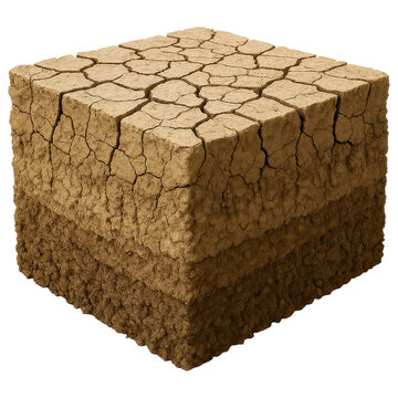 Desert Soil Cutaway Dry Cracked Surface Sublayers