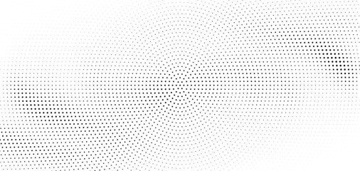 Black and White Halftone Dot Gradient Pattern Subtle Radial Concentric Circles Blending with Horizontal Fade Lines Vector Monochrome Background