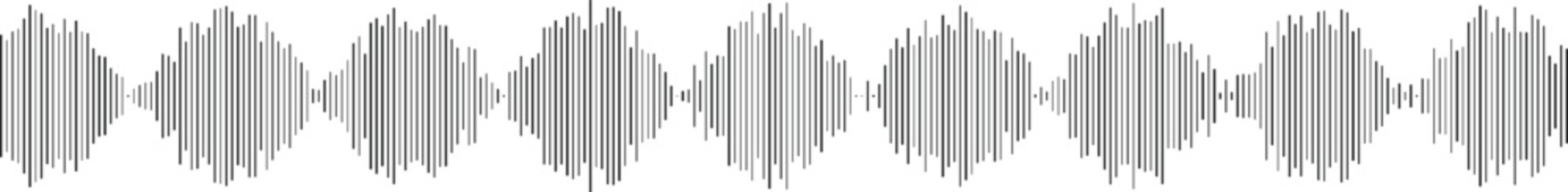 Seamless Repeating Digital Audio Envelope Pattern Blurry Textured Gray Sound Waves Showing Amplitude Modulation on a White Background
