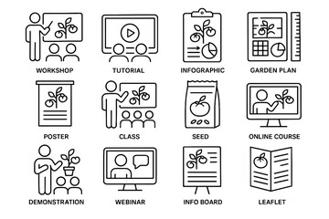 Course poster farming icon info urban workshop tutorial leaflet demonstration vector board
