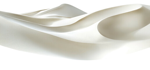 Obraz premium Flowing cream fabric against black background with smooth, sinuous curves