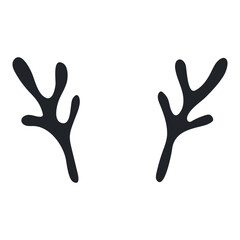 Reindeer antlers, Christmas accessory isolated on transparent. Hand drawn flat vector illustration. Traditional holiday, Xmas, New Year, seasonal design element, clip art