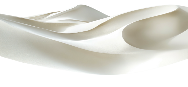 Flowing cream fabric against black background with smooth, sinuous curves