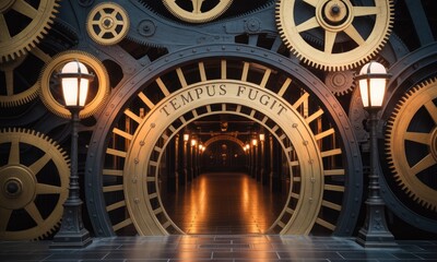 Fototapeta premium Elaborate clockwork entrance with 