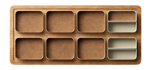 Wooden Organizer with Eight Compartments and Two Small Containers