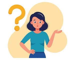 Female Doubt and Anxiety Concept Minimal Vector