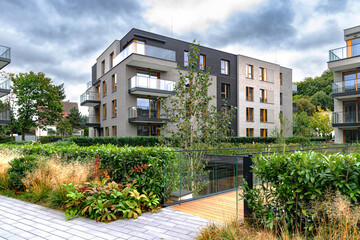New houses construction. Residential house development	