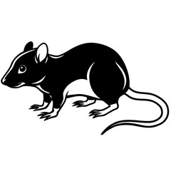 Obraz premium Vector silhouette of a crawling rat illustration scalable icon for download in svg eps format silhouette White background