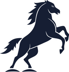 Powerful rearing horse silhouette symbolizing strength, freedom, and motion. Bold black stallion design ideal for logos, emblems, or sports branding. Perfect vector artwork for creative graphic 