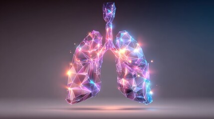 Lungs in a colorful geometric design representing health and wellness in a digital space