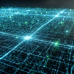 Fototapeta premium Digital Network - Interconnected Nodes and Data Flow Visualization.