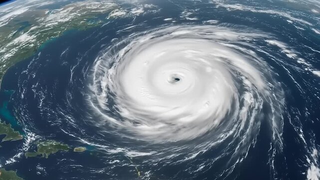 Powerful hurricane swirling over the ocean's surface