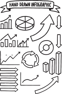 Hand-drawn doodle arrows set for business infographic vector illustration and web design icons.