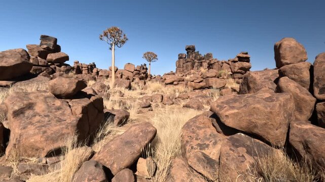 Rock formations in "Giants Playground" place, located about 14km north-east from Keetmanshoop in Namibia, Africa