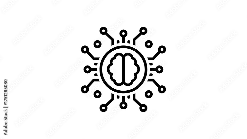 Wall mural artificial intelligence brain icon with neural network connections.