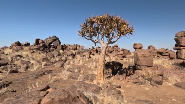 Rock formations in "Giants Playground" place, located about 14km north-east from Keetmanshoop in Namibia, Africa