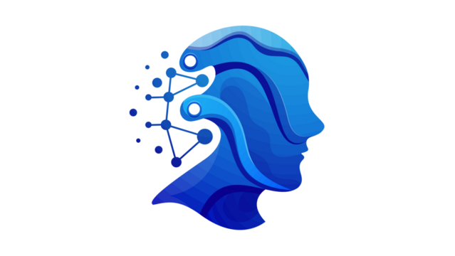 Conceptual illustration of a human head with a neural network.