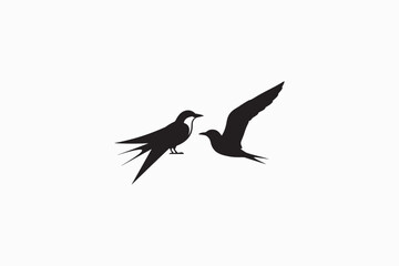 Coastal Tern bird vector silhouettes black image. .eps