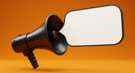 Make your voice heard with this stylish megaphone and blank speech bubble for powerful announcements and marketing campaigns on vibrant orange
