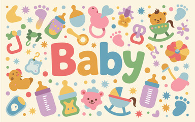 Vector art of baby pattern with colorful elements