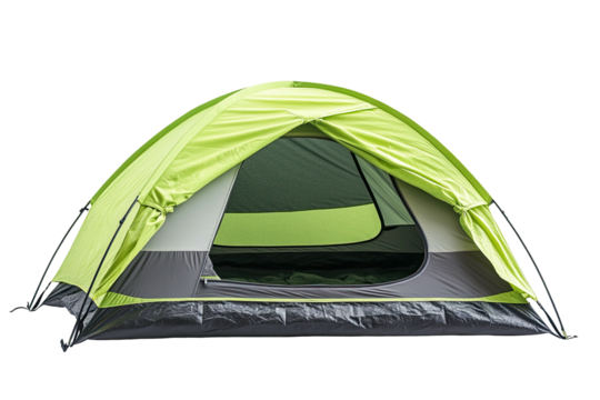 Open lime tent with gray base, dark gray floor, against a black backdrop