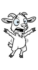 Obraz premium Cartoon Goat in Panic - A Humorous Animal Illustration.