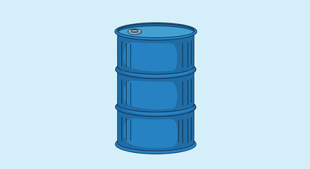 A blue metal barrel used for storage or transport of liquids or solids.