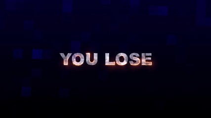 Neon effect "YOU LOSE" Text in white on dark blue background, perfect for social media graphics, website banners, or posters. Great for highlighting important information. - Powered by Adobe