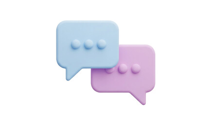 Modern 3D chat bubbles in pastel colors representing communication, connection, and online messaging for social media