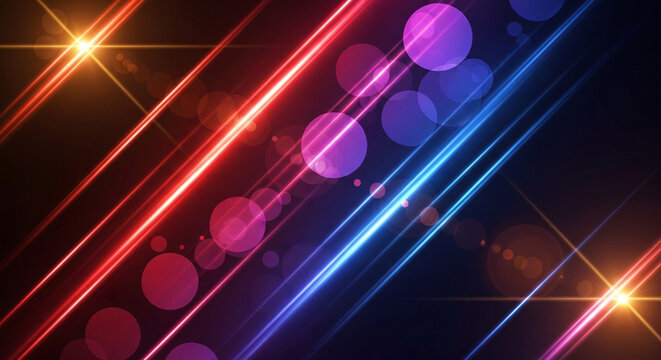 Dynamic abstract background with vibrant glowing lines and circles, perfect for modern design projects and digital content - Powered by Adobe