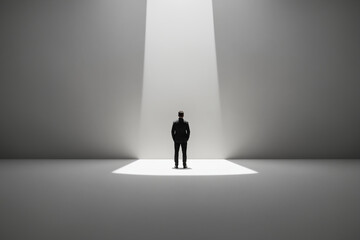 Obraz premium Minimalistic background with man in light