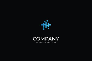 Abstract audio wave symbol design, modern black sound frequency icon, minimal vector logo for music, technology, digital signal, and creative branding