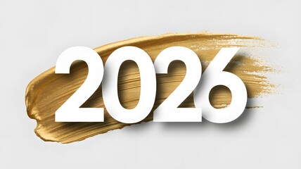 Golden brush stroke with the year 2026 in white numbers symbolizing a bright and prosperous new year ahead