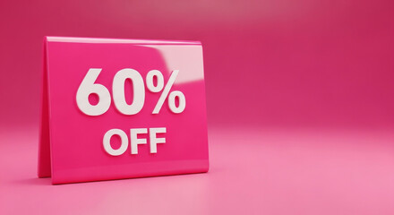 Get ready to save big with 60% off! This bright, modern sale sign is perfect for promotions and marketing campaigns.