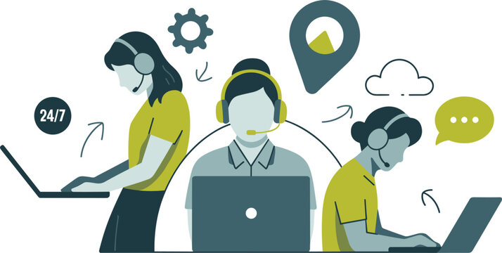 Customer service support hotline agents team