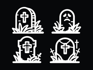 Spooky Graveyard Background Vector for Halloween Party Poster Template