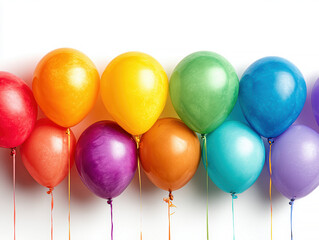 Collection of multi-colored, varied size balloons bunched together, hanging from a light-toned background, vibrant and festive display - AI-Generated