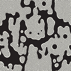Vector seamless pattern. Free form organic shapes. Stylish structure of natural dotted spots. Hand drawn abstract background. Can be used as swatch in Illustrator. Monochrome creative print.