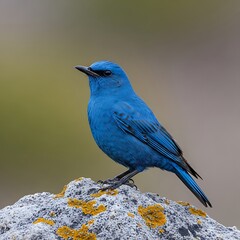 Azure Rock Thrush Perched on a Rock in its Natural Habitat.