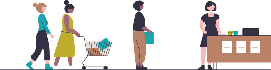 People standing in line at store