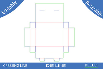 Small box with lid die line template packaging cutting