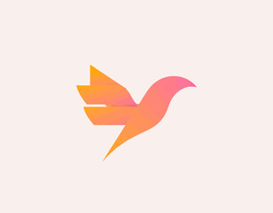 Fototapeta premium A modern depiction of a bird in gradient colors, capturing the essence of flight and freedom, suitable for creative projects and branding materials.