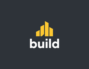 Fototapeta premium This striking build logo features geometric shapes indicating growth and stability in construction, ideal for companies in real estate, architecture or building sectors.