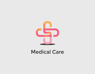 Obraz premium This stylish medical care logo features an abstract plus sign with vibrant colors, representing health and wellness, making it a perfect fit for healthcare branding projects.