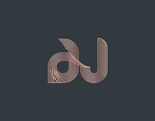 This image features a modern logo design with intertwined letters 'a' and 'J', showcasing an innovative and artistic approach to branding that exudes sophistication and creativity.