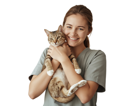 Copy of Untitled - Animal Shelter Volunteer Hugging a Rescued Cat, Warm Lighting, Full Composition