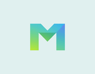 A stylish letter M logo features a contemporary gradient that gives it depth and sophistication, ideal for brands wishing to convey elegance and modernity.